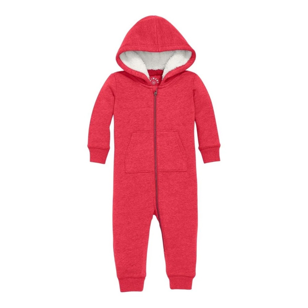 Primary toddler Baby winter Teddy Fleece-Lined Zip Romper bunting in Red 2T 24M